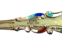 Enamel And Sterling Gilt Grapefruit Spoon Antique - Art Nouveau By GORHAM