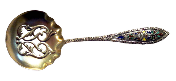 Enamel And Sterling Gilt BON BON Spoon Antique