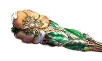 Enamel And Sterling Gilt Spoon Antique Art Nouveau By GORHAM Flowers