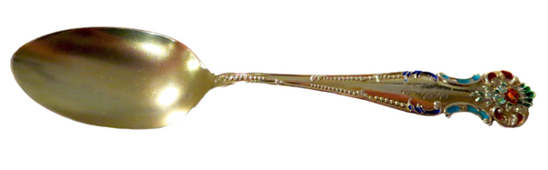 Enamel And Sterling Gilt Antique - Art Nouveau Spoon Multi-Color