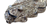 Diamond And Sapphire Platinum Brooch Art Deco