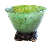 Jade Bowl Sterling Silver Mounting Signed Edward Farmer