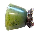 Jade Bowl Sterling Silver Mounting Signed Edward Farmer