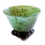 Jade Bowl Sterling Silver Mounting Signed Edward Farmer