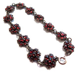 Garnet And Sterling Victorian Rosebud Bracelet