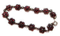 Garnet And Sterling Victorian Rosebud Bracelet