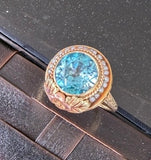 Art Nouveau Zircon Pink Gold And Seed Pear Ring Signed PK