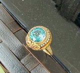 Art Nouveau Zircon Pink Gold And Seed Pear Ring Signed PK