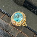 Art Nouveau Zircon Pink Gold And Seed Pear Ring Signed PK