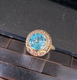 Art Nouveau Zircon Pink Gold And Seed Pear Ring Signed PK