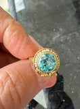 Art Nouveau Zircon Pink Gold And Seed Pear Ring Signed PK