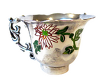 Silver And Enamel Cup Flower Design Signed