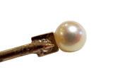 Natural Pearl And Diamond Victorian Stickpin 14K