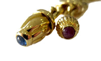 Vintage 14K Yellow Gold Link Necklace Sapphire And Ruby