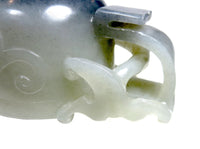 White And Gray Jade Kylin - Chilong Two Handle Bowl Coupe