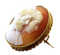 Cameo - Shell Russian Gold Frame Russian Signed Karl Bok Stamped 56