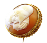 Cameo - Shell Russian Gold Frame Russian Signed Karl Bok Stamped 56