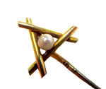 Natural Pearl And 14K Yellow Gold Stickpin Victorian