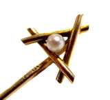 Natural Pearl And 14K Yellow Gold Stickpin Victorian