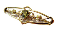 Art Nouveau Bar Pin Yellow Gold With Citrine - Shiman