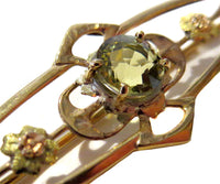 Art Nouveau Bar Pin Yellow Gold With Citrine - Shiman