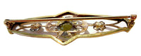 Art Nouveau Bar Pin Yellow Gold With Citrine - Shiman