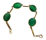 Art Deco  - Antique Green Carved Onyx 14K Yellow Gold Bracelet