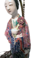 Quan Yin Chinese Porcelain Antique Multi-Color Enamel Figure