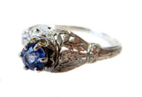 Sapphire Antique/Vintage Lady's Ring Filigree Platinum