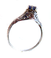 Sapphire Antique/Vintage Lady's Ring Filigree Platinum