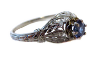 Sapphire Antique/Vintage Lady's Ring Filigree Platinum