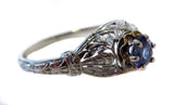 Sapphire Antique/Vintage Lady's Ring Filigree Platinum