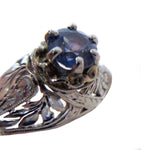 Sapphire Antique/Vintage Lady's Ring Filigree Platinum