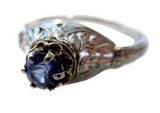 Sapphire Antique/Vintage Lady's Ring Filigree Platinum