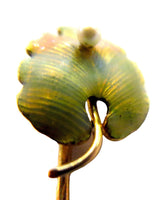 Stickpin Art Nouveau - Antique Enamel 14K Yellow Gold Natural Pearl  Probably Krementz