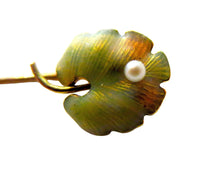 Stickpin Art Nouveau - Antique Enamel 14K Yellow Gold Natural Pearl  Probably Krementz