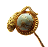 Victorian Stickpin Serpent And World Globe Turquoise