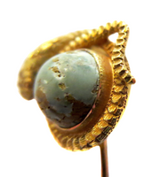 Victorian Stickpin Serpent And World Globe Turquoise