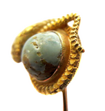 Victorian Stickpin Serpent And World Globe Turquoise