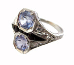 Diamond Sapphire Platinum Art Deco Lady's Ring Signed