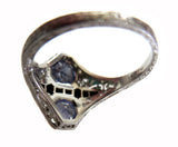 Diamond Sapphire Platinum Art Deco Lady's Ring Signed