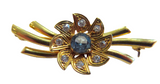 Krementz Topaz & Diamond Brooch 14K Yellow Gold
