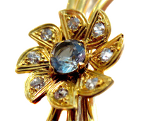 Krementz Topaz & Diamond Brooch 14K Yellow Gold