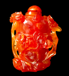 Snuff Bottle Carnelian Agate Elaborate Carving