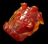 Snuff Bottle Carnelian Agate Elaborate Carving