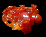 Snuff Bottle Carnelian Agate Elaborate Carving