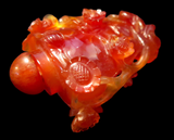 Snuff Bottle Carnelian Agate Elaborate Carving