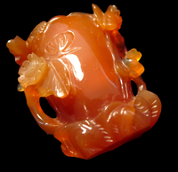 Snuff Bottle Carnelian Agate Elaborate Carving