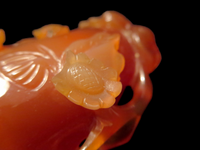 Snuff Bottle Carnelian Agate Elaborate Carving