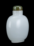 Snuff Bottle Peking Glass Antique Bright White Jadeite Top Qing